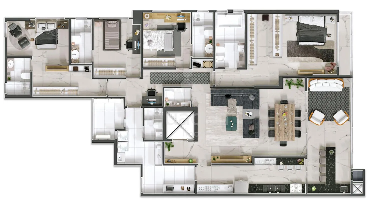 Apartamento Alto Padrão com 04 Suítes e Sacada com Churrasqueira no Residencial Diamond Tower